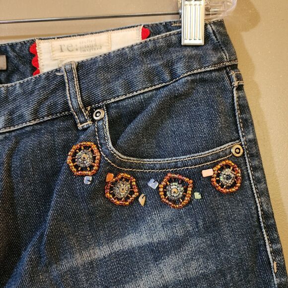 J Jill Womens Limited Edition Capri Jeans Size 10 Beaded Mid Rise Straight Leg - Picture 6 of 12
